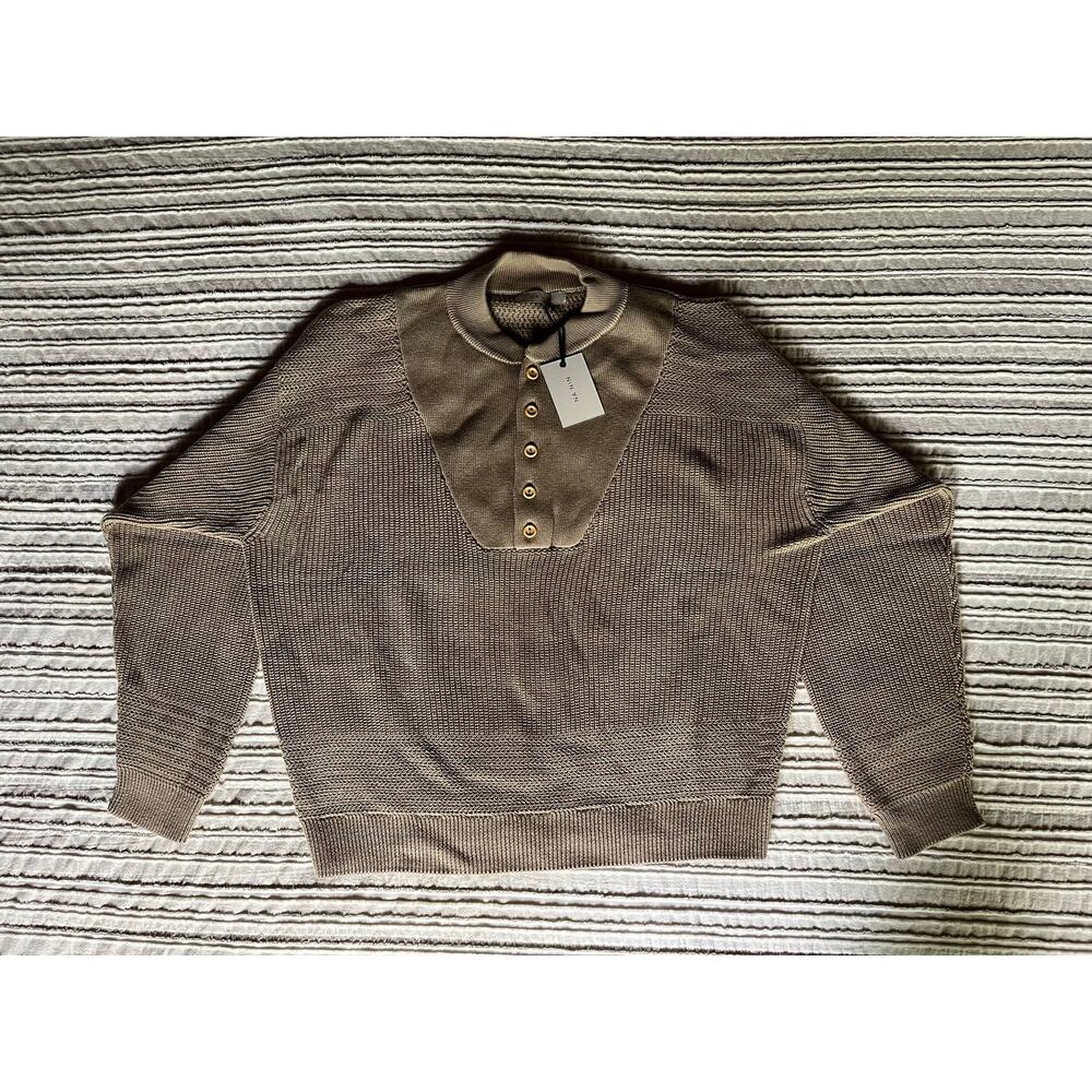 NA NIN Bud Pima Cotton Striped Henley (Latte) - Picture 10 of 10